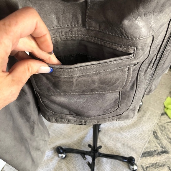 Kenneth Cole New York Grey Leather Jacket size M - Picture 3 of 11